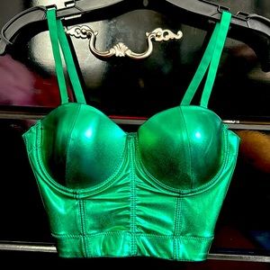 Green metallic Steve Madden corset top size Small 💚🍀🩲☘️